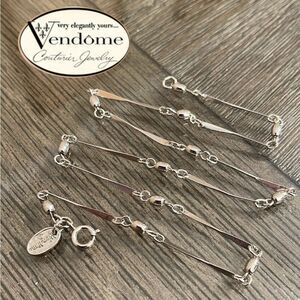 Vintage VENDOME Silver-tone Ball and twisted Bar Chain Necklace 16.25”